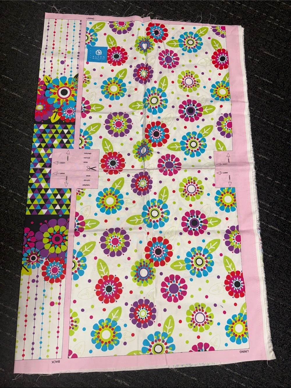 New Sewing Fabric Panel Doggies blooming tote